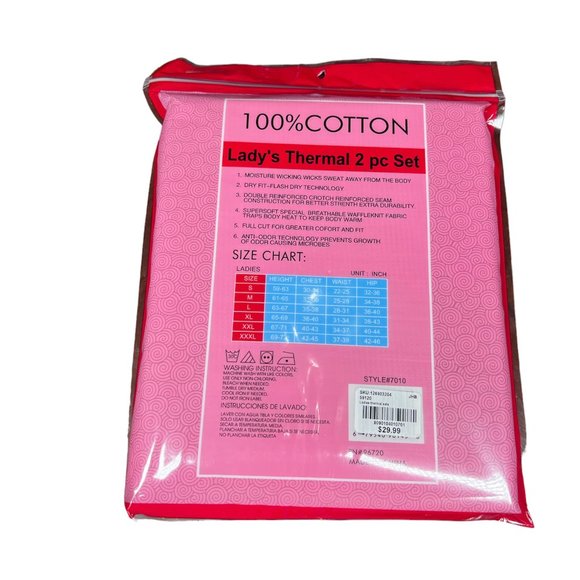 Womens Cotton Waffle Knit Thermal Underwear Stretch Shirt Pant Set Purple Size S - Picture 7 of 8